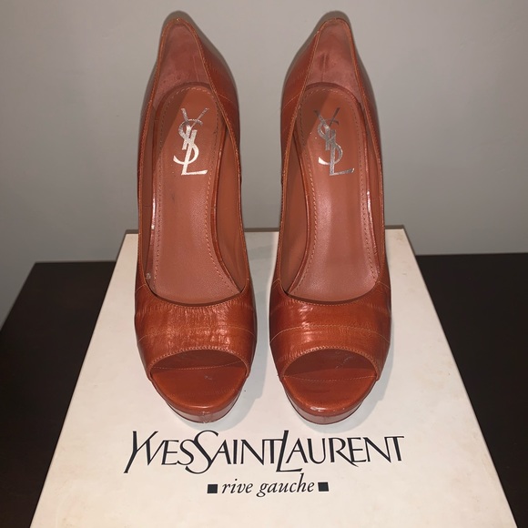 YSL Sienna Carolina Eel Skin Peep Toe Pumps - Picture 1 of 6